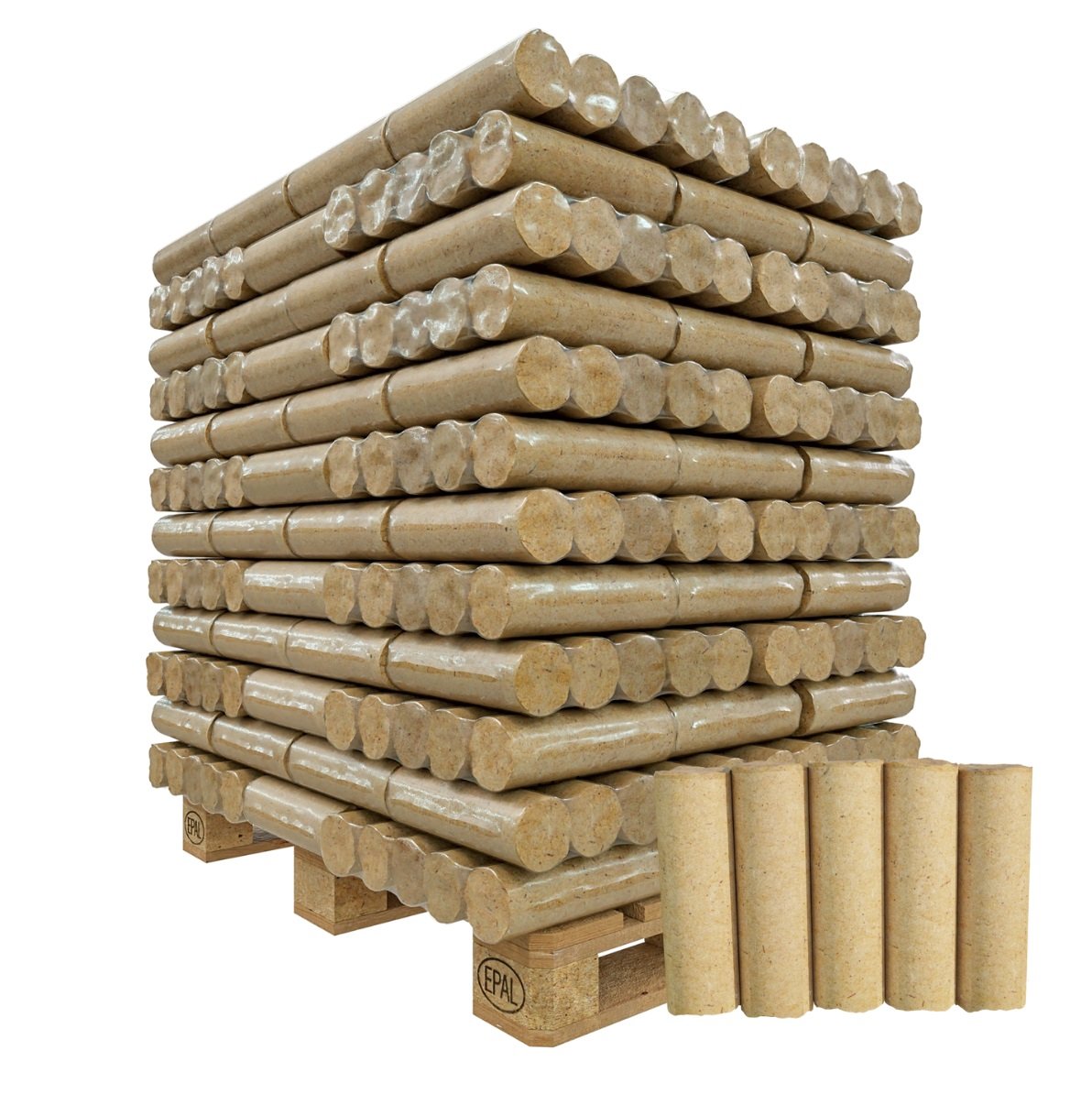 Premium-Holzbriketts 960kg (Nestro) auf Palette – Beste Güteklasse A1