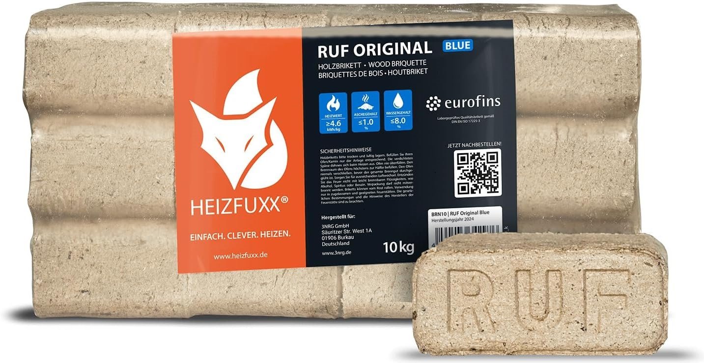 Heizfuxx Holzbriketts Ruf Original 10kg x Gebinde Palette